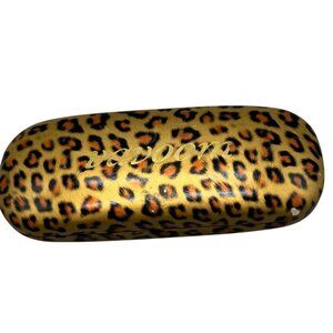 Vavoom Leopard Print Hard Eyeglass Case With Pink Velvet Interior READ